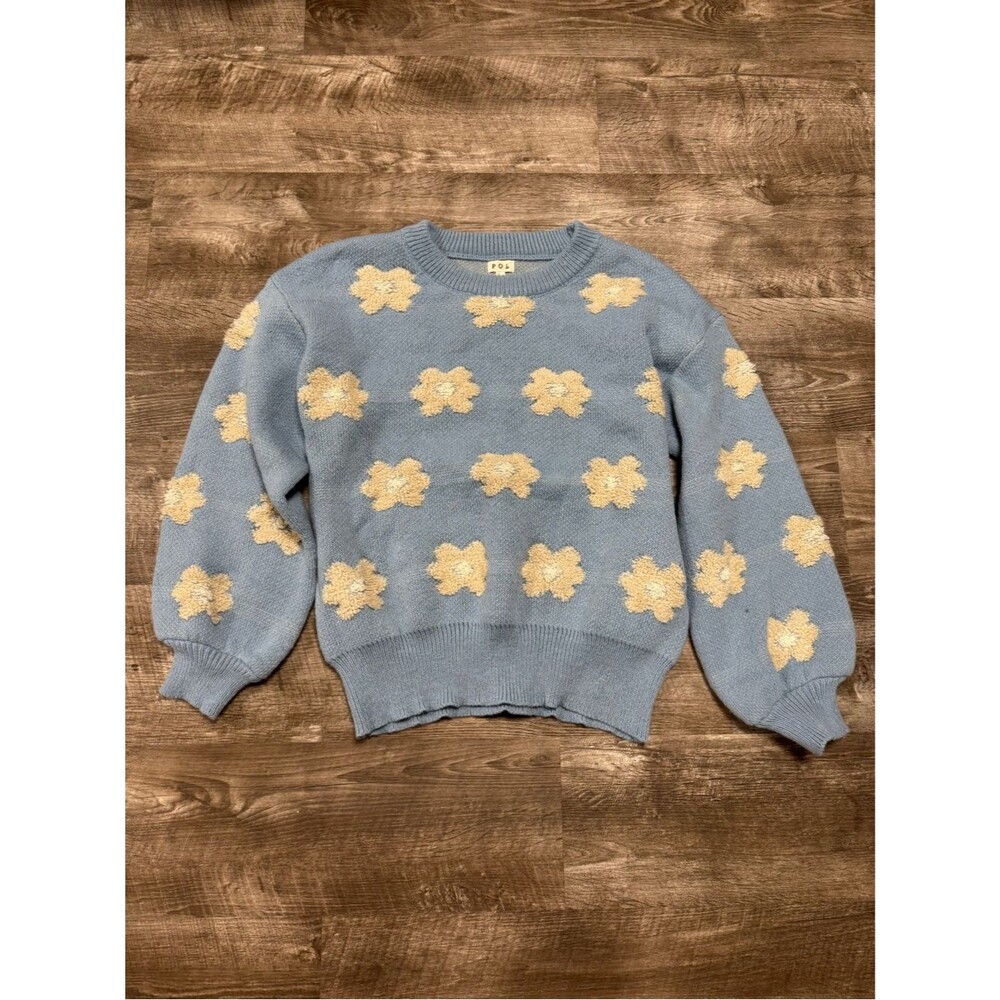 POL Rainy Bloom Raised Flower Sweater Size Large View 2